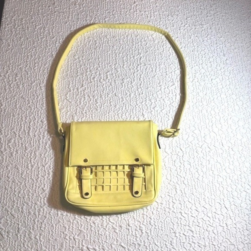 Moda Luxe Yellow‎ Geometric Cutout Structured Handbag